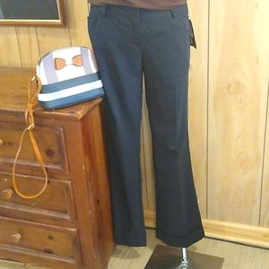 Black stretchable boot cut dress pants with cuffs